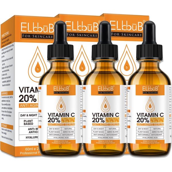 Siero Viso Con Vitamina C Ed E Acido Ialuronico Antirughe Vegan, 3X 60Ml-image