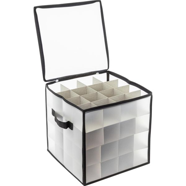 Organizzatore Di Gingilli Natalizi Con Fino A 64 Scomparti - Circa 30 X 30 X 30 Cm - Colore: Trasparente / Nero-image