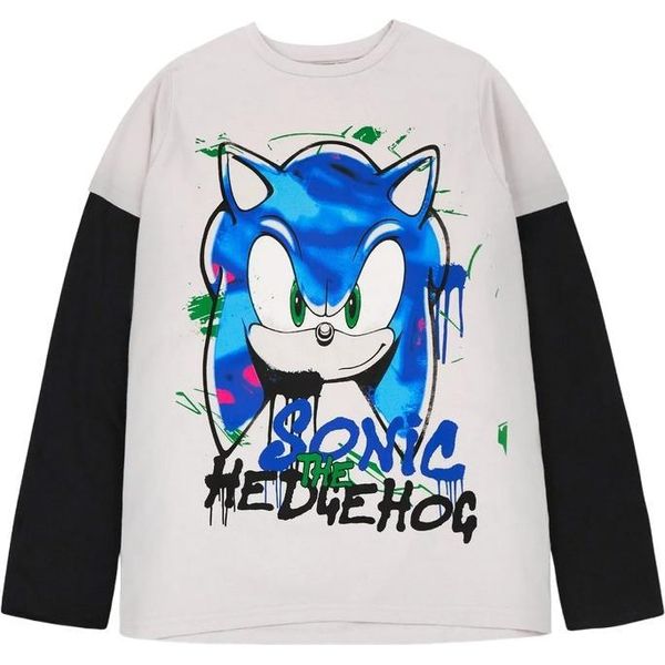 Sonic The Hedgehog - Maglietta "Skater"" Per Ragazzi A Maniche Lunghe NS7627 (146-152) (Grigio/Nero)"-image
