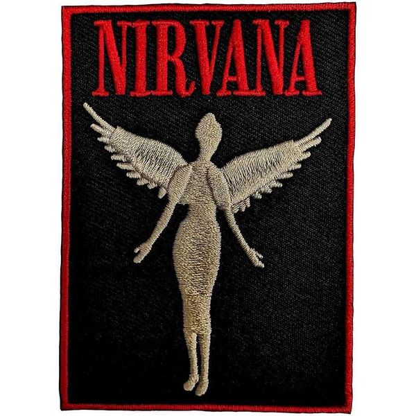 Nirvana - Tessuto - Toppa Da Stirare "Angelic"" - Poliestere RO11784 (Taglia Unica) (Nero/Rosso)"-image