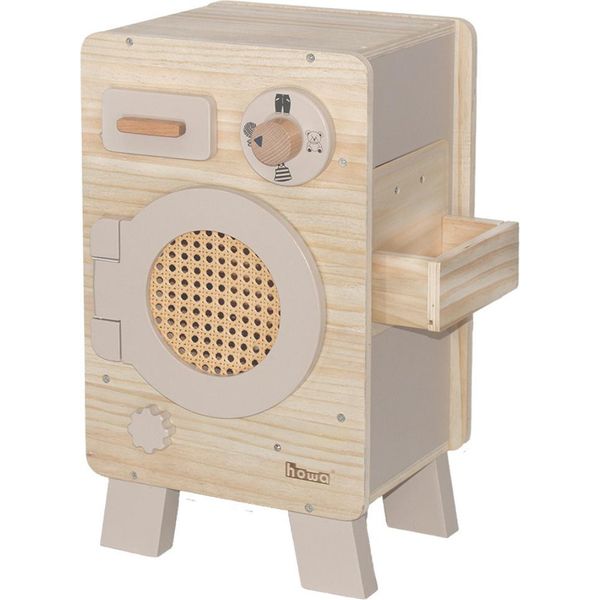 Lavatrice Per Bambini Howa Lavatrice Per Giocattoli In Legno Beige Naturale 48261-image