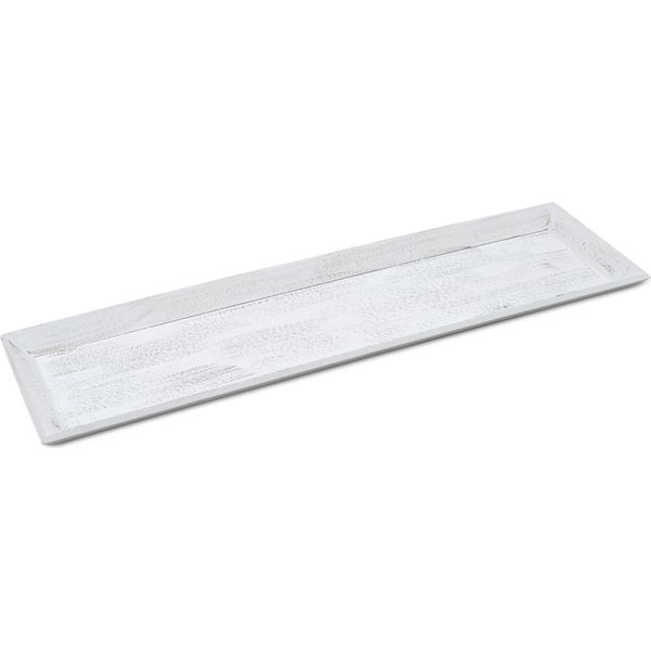 1.09 Vassoio In Legno Bianco Dal Design Shabby Chic - Circa 50X14 Cm - Vassoio Per Candele-image