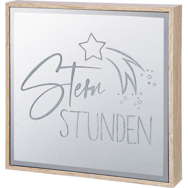 Gilde Spiegelbild (Led), Quadratisch, "Sternstunden"", Schriftzug, Sternmotiv, Mdf, Spiegelglas, Naturfarben, Silberfarben, , L. 4 Cm, B. 21 Cm, H. 21 Cm 51194"-image