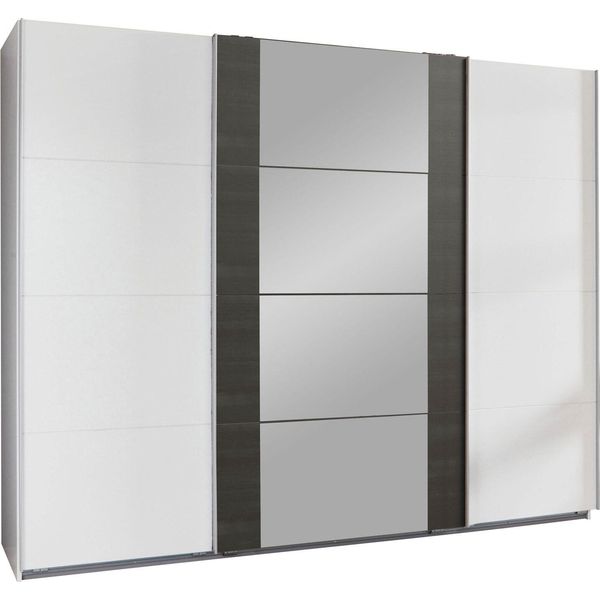 Armadio Ad Ante Scorrevoli Berna Armadio Design Selezionabile, Bianco / Acciaio Grezzo, 313X64X210Cm-image