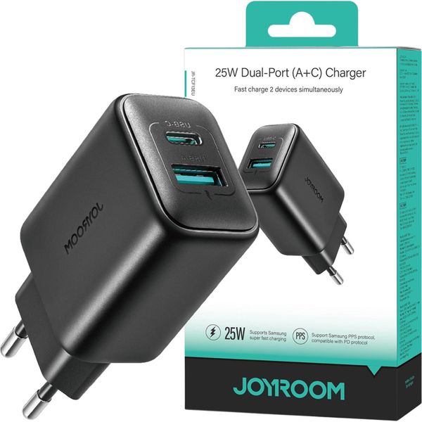 Joyroom Jr-Tcf13 Caricatore Di Rete Usb-C / Usb-A 25W Sfc / Pps / Pd - Nero-image