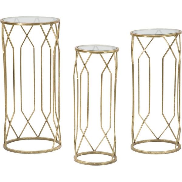 Furnlux Tris Gold Tavolino 32Cm (3 Pezzi) / Colore Principale: Oro / Dimensioni: 32 X 71 X 32 Cm-image
