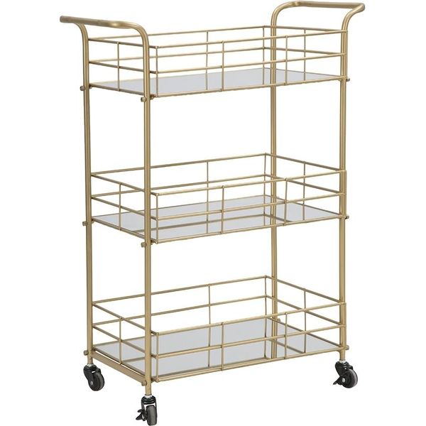 Carrello Bar Rettangolare Color Oro Con Ripiani In Vetro A Specchio Glammy-image