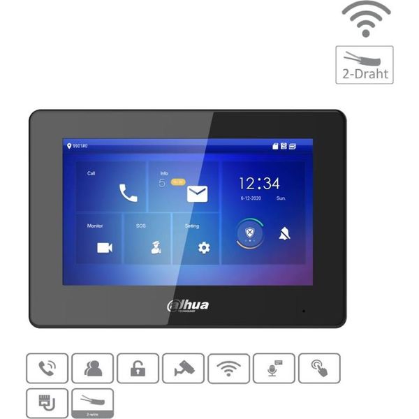 Dahua DHI-VTH5422HB-W Monitor Ibrido 2 Fili Wi-Fi Nero-image