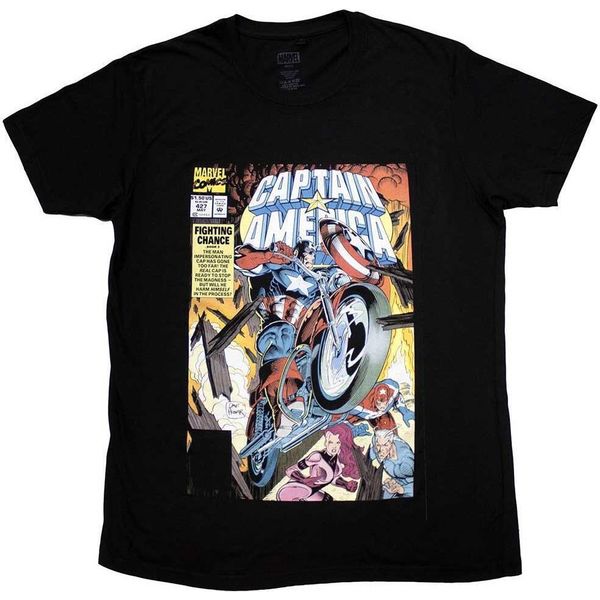 Marvel Comics - Maglietta "Capitan America Wheel Comic Cover"" Per Bambini/Donne Unisex RO11534 (L) (Schwarz)"-image