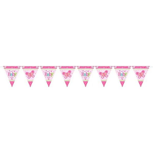 Amscan - Bandiera "Welcome Baby Girl"" SG24620 (Taglia Unica) (Rosa)"-image