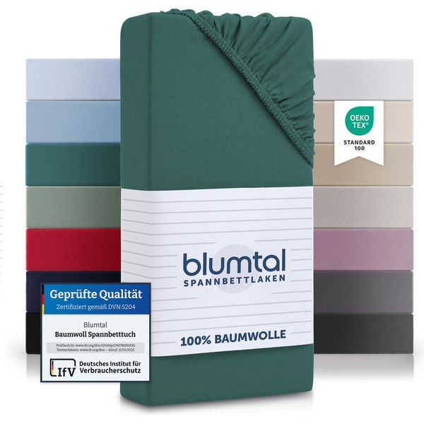 Blumtal® Lenzuolo Da Letto In Cotone 135X190Cm Basics Jersey In Set Da 2 - Lenzuolo Da Letto 135X190Cm - Lenzuolo Da Montare - Silver Pine-image
