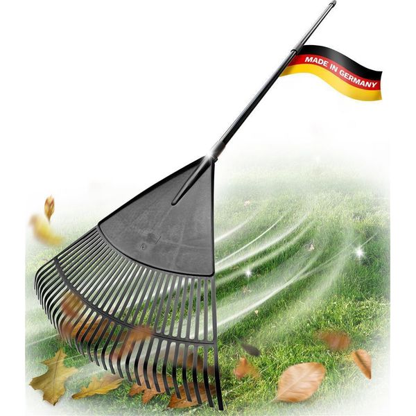 Novatool Scopa Per Foglie Con Manico Telescopico Fino A 152 Cm, Scopa Per Foglie Con 30 Denti In Plastica, Larghezza Di Lavoro Rastrello 75 Cm, Rastrello Per Foglie, Scopa Per Giardino, Rastrello Per Prato, Rastrello, Scopa Per Paesaggio, Attrezzo Da Giardino Nero-image