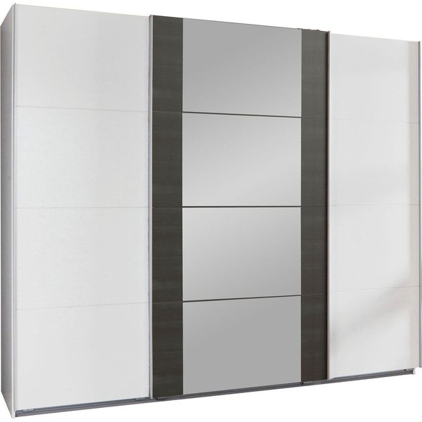 Armadio Ad Ante Scorrevoli Berna Armadio Design Selezionabile, Bianco / Acciaio Grezzo, 313X64X236Cm-image