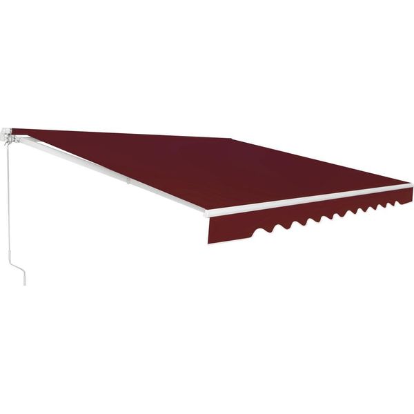 Tenda Da Sole Costway 400X250Cm Con Manovella, Tenda Da Sole A Bracci Pieghevoli, Tenda Da Sole Per Balconi Regolabile Con Angolo 5-35°, Tenda Da Sole A Morsetto Rosso Vino-image