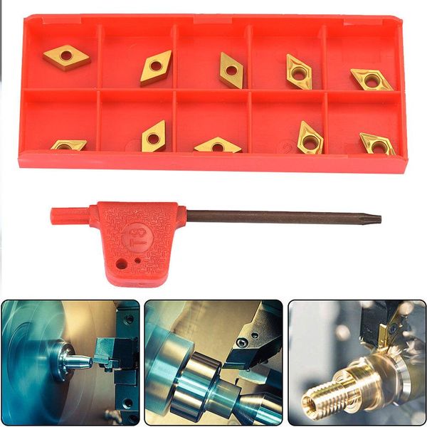 10 Pezzi DCMT070204 US735 DCMT21.51 Lama In Carburo Rivestita Cnc Per Tornio Con Chiave Di Serraggio-image