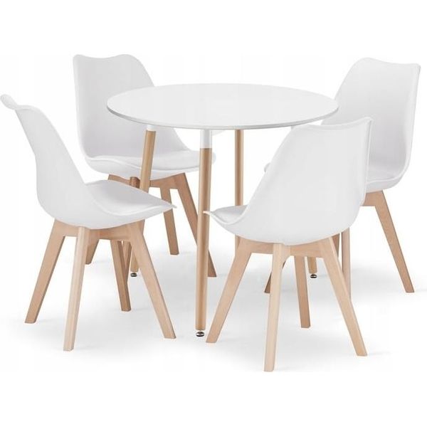 Set Da Pranzo 1+4, Tavolo Kami 80X80 Bianco + Sedia Bali Mark Bianco-image