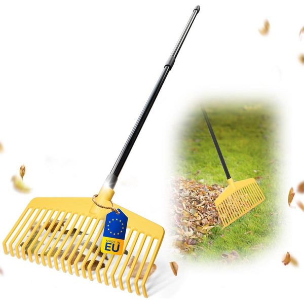 Novatool Scopa Per Foglie Con Manico Telescopico Fino A 152 Cm, Attrezzo Combinato 2 In 1, Scopa Per Foglie E Forca Per Foglie Con 20 Denti In Plastica, Larghezza Di Lavoro 45 Cm, Rastrello Per Foglie, Scopa Da Giardino, Rastrello Per Prato, Rastrello, Attrezzo Da Giardino-image