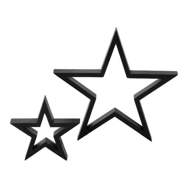 Stelle Decorative Da Appendere In Set Da 2 - Circa 30 E 16 Cm - Colore Stelle: Nero-image