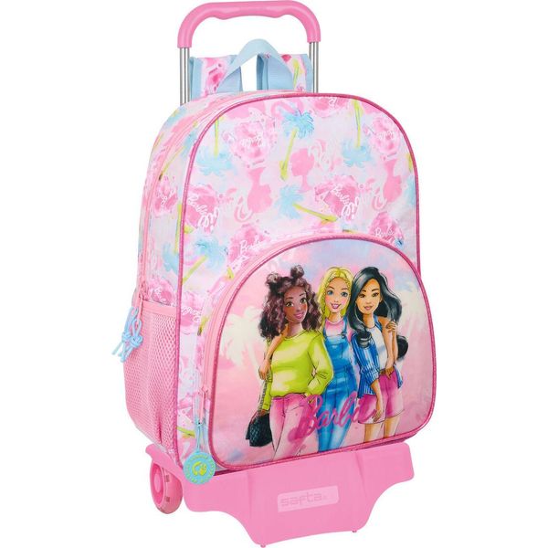 Zaino Scuola Con Ruote Barbie Painterly Pink Sky Blue 33 X 42 X 14 Cm-image