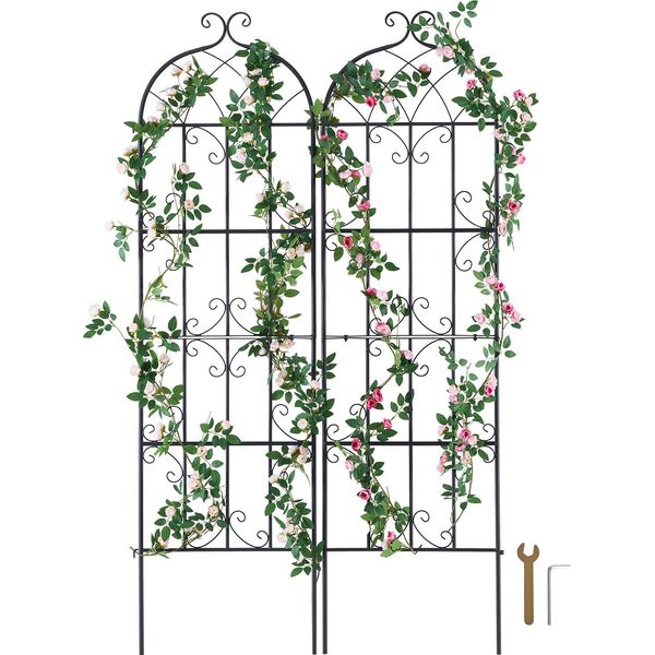 Vevor Traliccio 51X180Cm Supporto Traliccio Set Di 2 Traliccio In Acciaio Inox In Metallo Per Giardino Fiori Rose Tralicci Terrazza E Prato-image