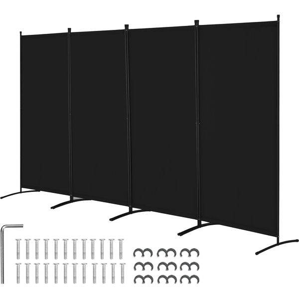 Divisorio Per Ambienti Vevor A 4 Pannelli 3464 X 1840 X 520 Mm, Schermo Pieghevole Per La Privacy E Divisorio Per Ambienti Portatile, Divisorio Per Ambienti Indipendente, Nero-image