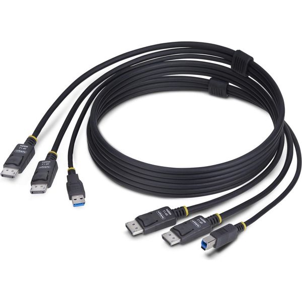 Startech.Com Cavo Kvm Con Doppia Porta Displayport E Usb 5 Gbps Da 1,8M, 4K 60 Hz, Dp 1.2 E Cavo Combinato Usb Per Switch Kvm A Doppio Monitor-image