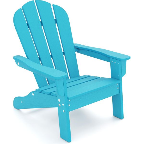 Costway Sedia Adirondack Bambini, Sedia Adirondack In Hdpe, Sedia Da Giardino Con Schienale E Braccioli Per Bambini Da 3 A 8 Anni, Turchese-image