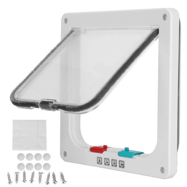 Gatto, Sportello Di Sicurezza, Porta In Plastica, Cancelletto Per Piccoli Animali, Per Animali Domestici, Marrone, Bianco S-image