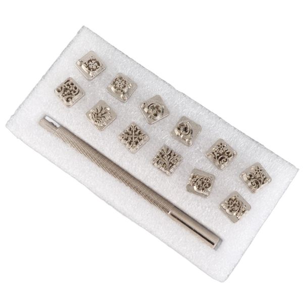 Set Di Timbri Da 12 Pezzi, Design Floreale Della Dinastia Tang, Fai Da Te In Pelle Vegetale, 1X Impugnatura-image