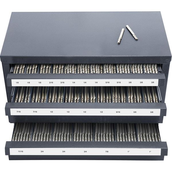 Succebuy - Dispenser Per Frese - Armadietto, Organizzatore A Tre Cassetti Per Frese Da 1/8" A 1"", Acciaio - Soluzione Di Stoccaggio Con Etichette, Design Impilabile Con 29 Scomparti"-image