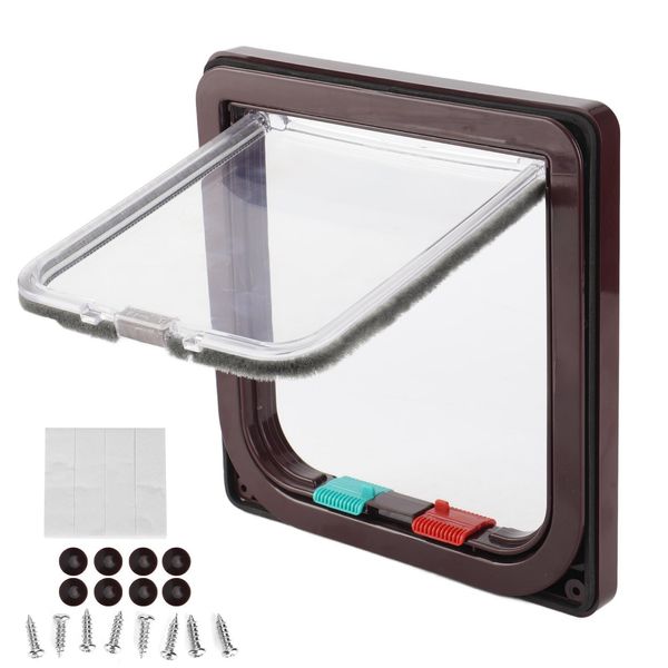 Gatto, Sportello Di Sicurezza, Porta In Plastica, Cancelletto Per Piccoli Animali, Per Animali Domestici, Marrone, Misura S-image