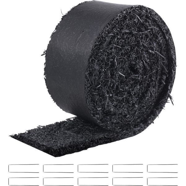 Succebuy Pacciamatura In Gomma Per Giardini, Piante E Aiuole, 120 X 4,5 Pollici, Tappetino Riciclato, Aspetto Naturale, Prevenzione Di Erbacce E Fango-image