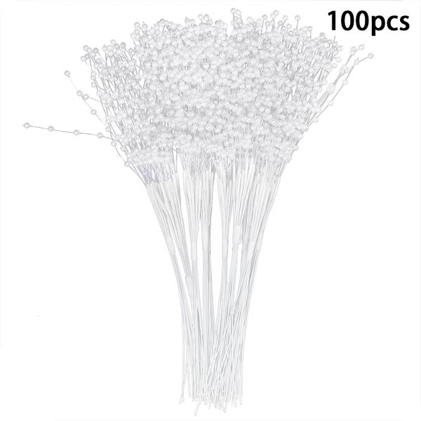 100 Pezzi Bastoncini Di Perle, Resistenti, Abs, Accessori Per Decorazioni Fai Da Te Per Feste Di Matrimonio, Bianco-image
