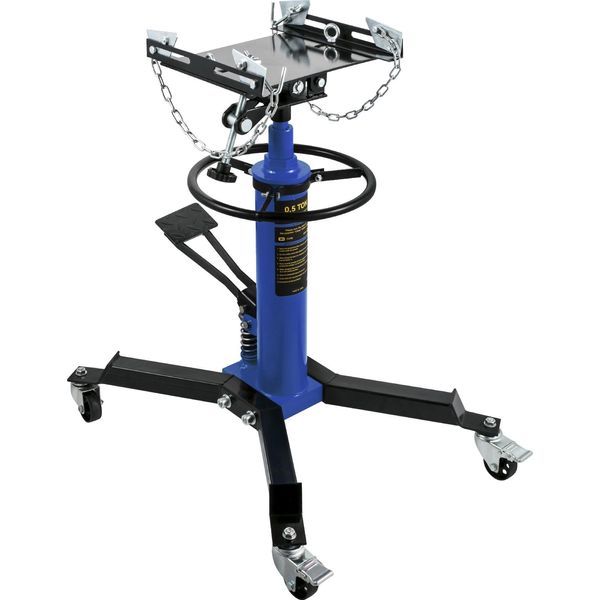 Cric Ad Ingranaggi Succebuy, Portata 0,5 Tonnellate/1100 Libbre, Telescopico Idraulico, Piantana A 2 Stadi Con Pedale, Ruota Girevole A 360° Per Garage/Officina, Paranco, Blu-image