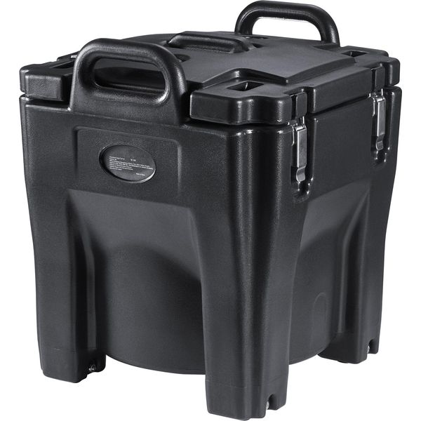 Portavivande Isolato Di Succebuy - Contenitore Termico Per Catering Impilabile Da 32 Qt Con Tamburo In Acciaio Inox, Scaldavivande In Lldpe Con Maniglie Integrate Per Ristoranti E Mense, Nero-image