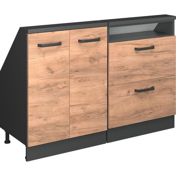 Vicco Mobile Cucina Sottotetto R-Line, 120 Cm Set Di 2, Quercia Dorata/Antracite-image