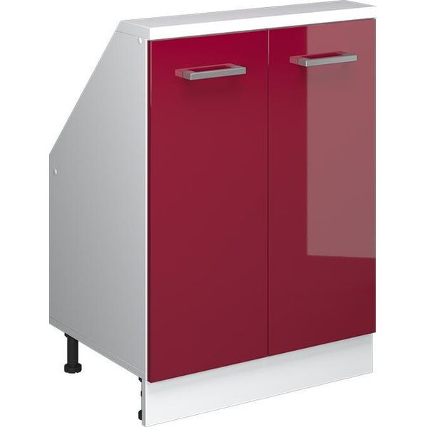 Vicco Mobile Cucina Sottotetto R-Line, 60 Cm Con 2 Porte, Rosso Lucido/Bianco-image