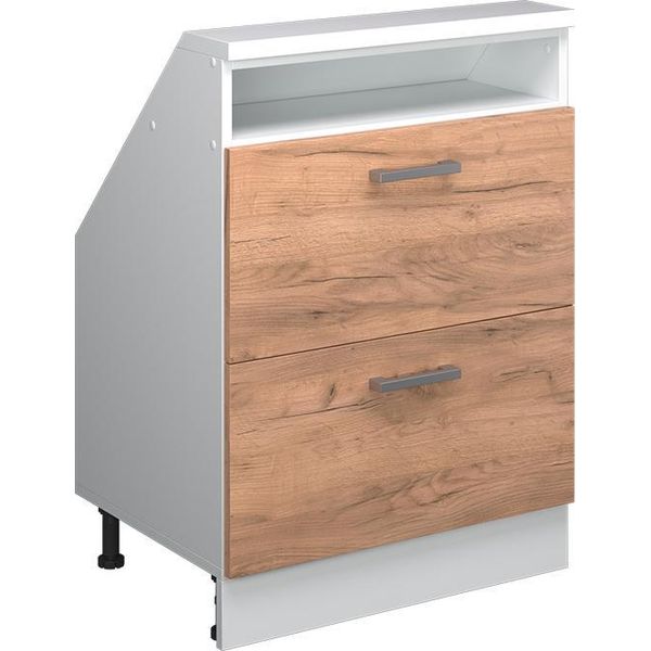 Vicco Mobile Cucina Sottotetto R-Line, 60 Cm Con 2 Cassetti, Quercia Dorata/Bianco-image