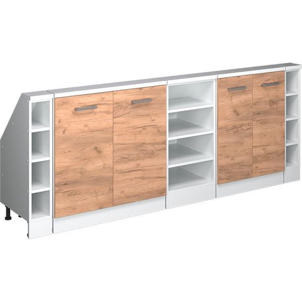 Vicco Mobile Cucina Sottotetto R-Line, 215 Cm Set Di 5, Quercia Dorata/Bianco-image