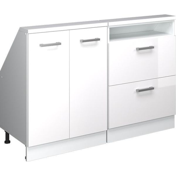 Vicco Mobile Cucina Sottotetto R-Line, 120 Cm Set Di 2, Bianco Lucido/Bianco-image