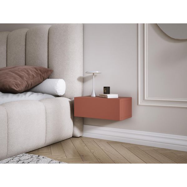 Comodino Sospeso Con Cassetto - Frontale Liscio - Colore: Mattone, 40 X 20 X 16 Cm-image