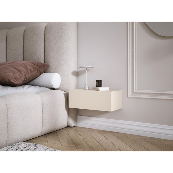 Comodino Sospeso Con Cassetto - Frontale Liscio - Colore: Cashmere, 40 X 20 X 16 Cm-image