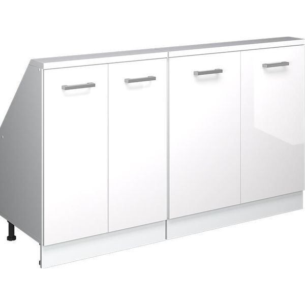 Vicco Mobile Cucina Sottotetto R-Line, 140 Cm Set Di 2, Bianco Lucido/Bianco-image