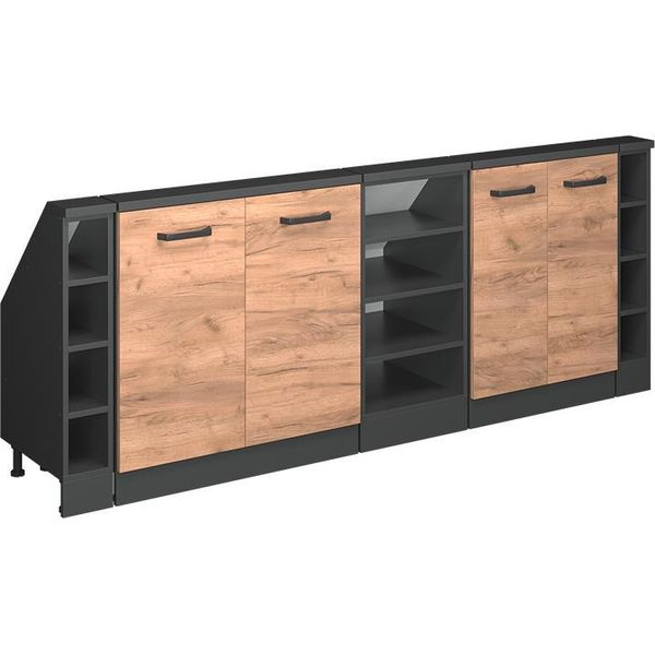 Vicco Mobile Cucina Sottotetto R-Line, 215 Cm Set Di 5, Quercia Dorata/Antracite-image
