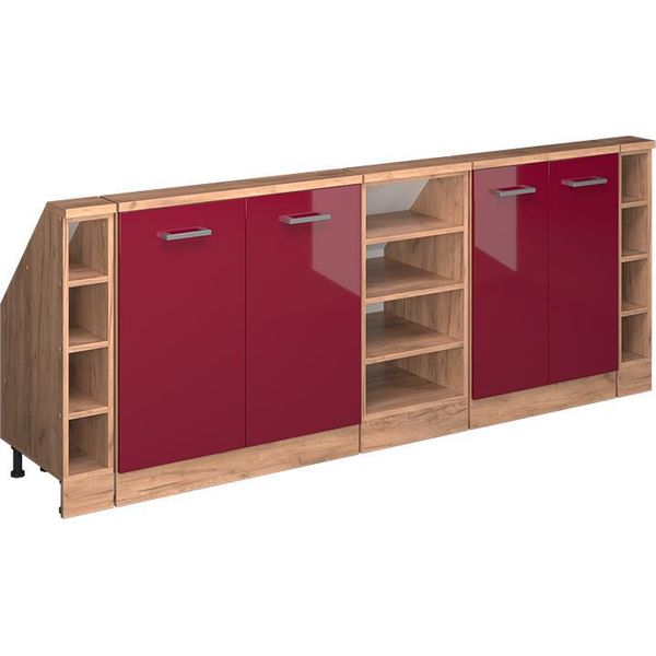 Vicco Set Di Mobili Sottotetto Rion, Set Di 5, Rosso Lucido/Rovere Dorato/Quercia Dorata-image