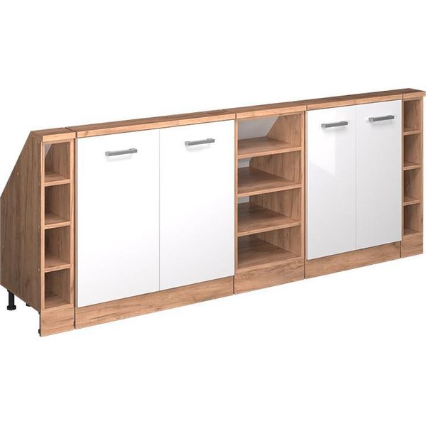 Vicco Set Di Mobili Sottotetto Rion, Set Di 5, Bianco Lucido/Oro Power Oak/Quercia Dorata-image