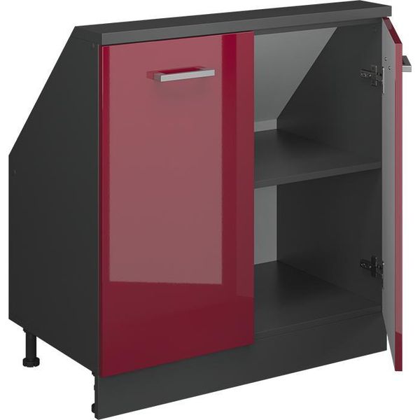 Vicco Mobile Cucina Sottotetto R-Line, 80 Cm Con 2 Porte, Rosso Lucido/Antracite-image