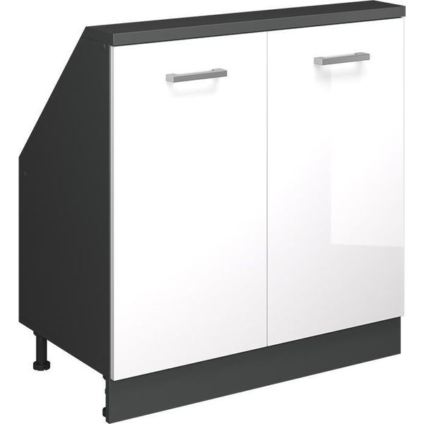 Vicco Mobile Cucina Sottotetto R-Line, 80 Cm Con 2 Porte, Bianco Lucido/Antracite-image