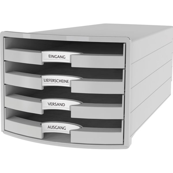 Han 1013-11 Cassettiera Impuls - A4/C4, 4 Cassetti Aperti, Grigio Chiaro-image