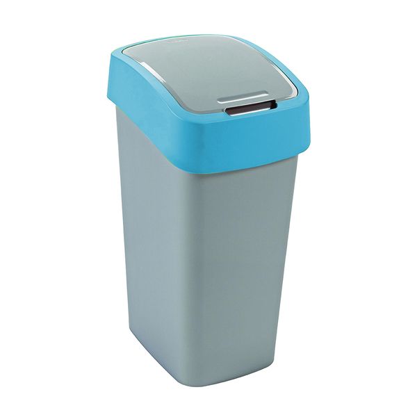 Cestino Curver Flip Bin, 45 Litri, Grigio Argento/Blu, Per Rifiuti-image